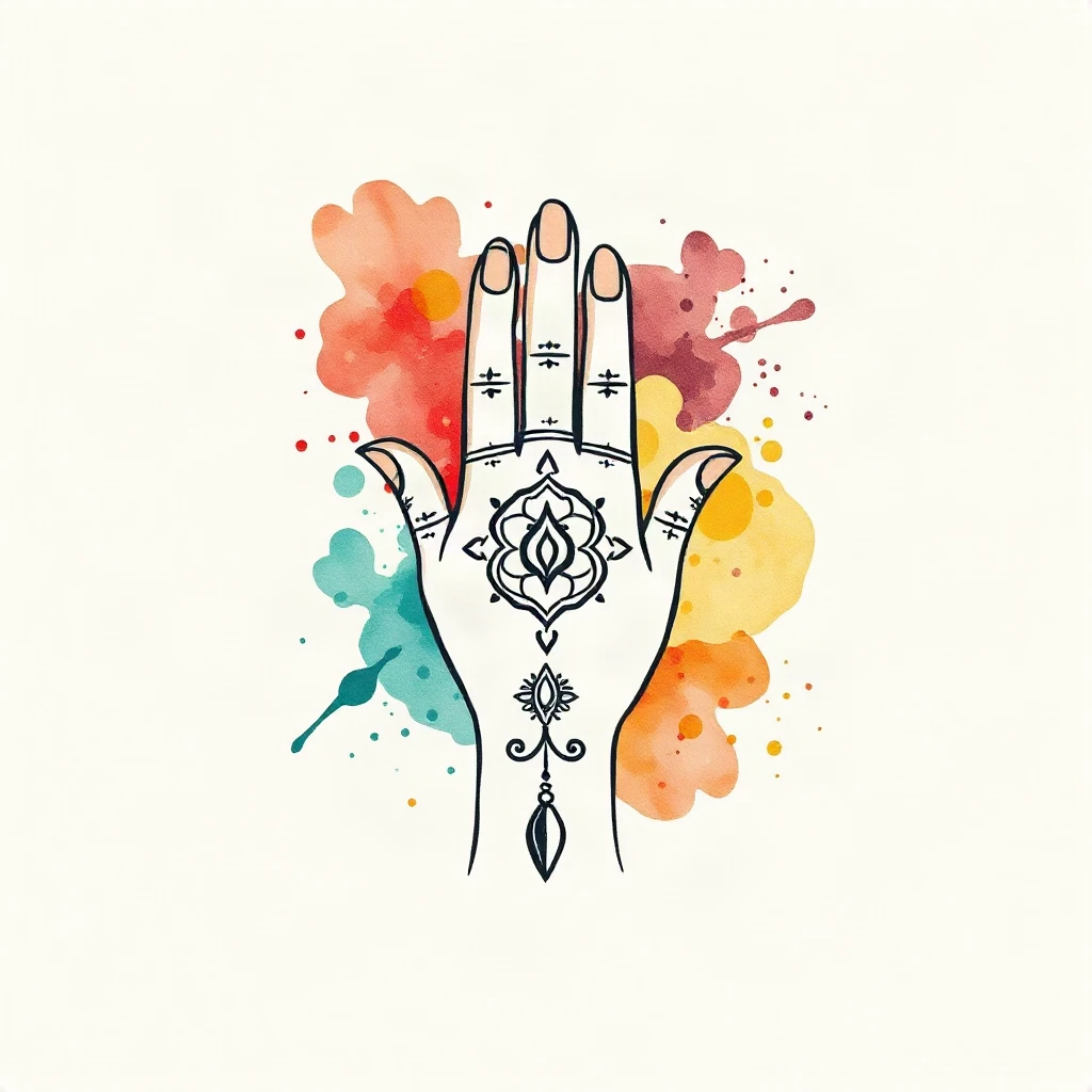 Watercolor Hand Of Fatima Tattoo