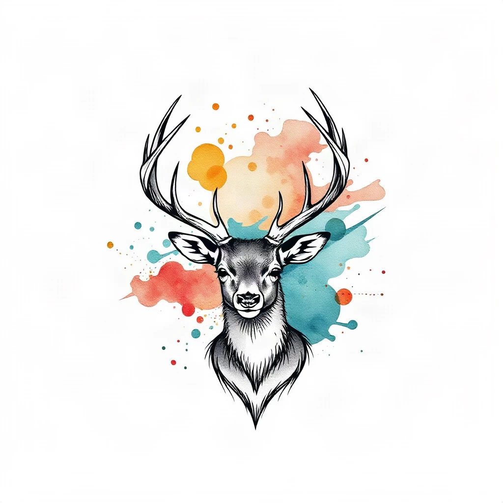 Watercolor Deer Tattoo