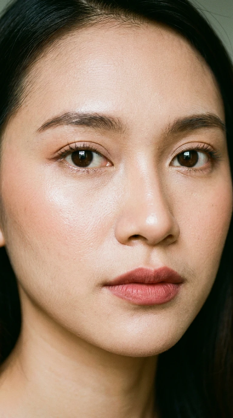 SUBJEK: Foto close-up asli tanpa retouch seorang wanita Indo