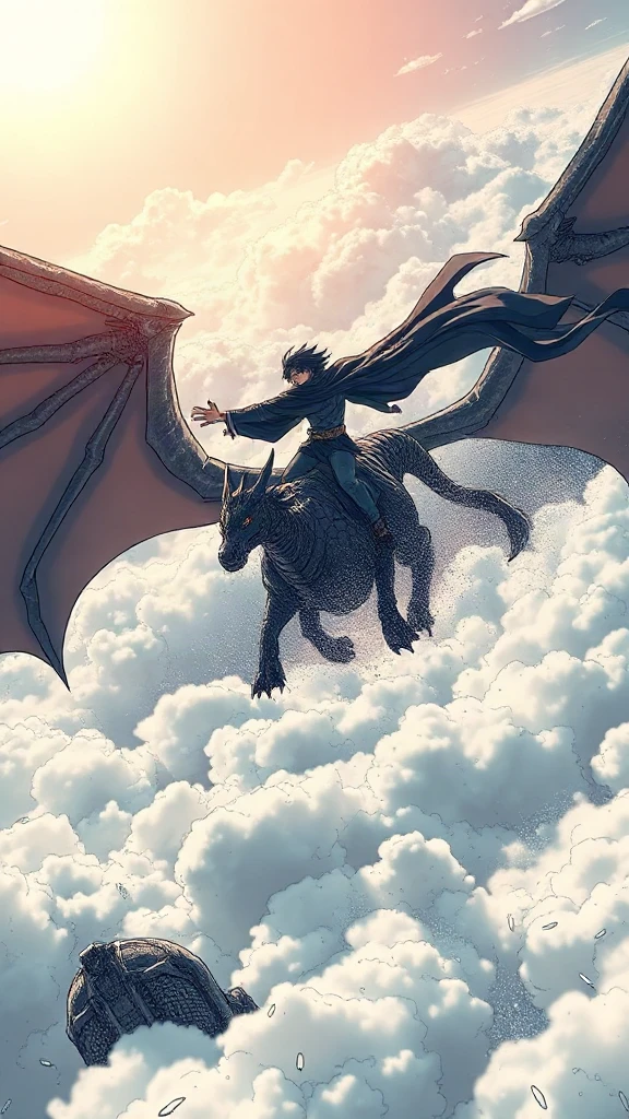 Dragon Rider Over Clouds