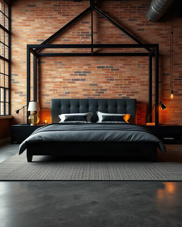 Industrial Loft Master Bedroom