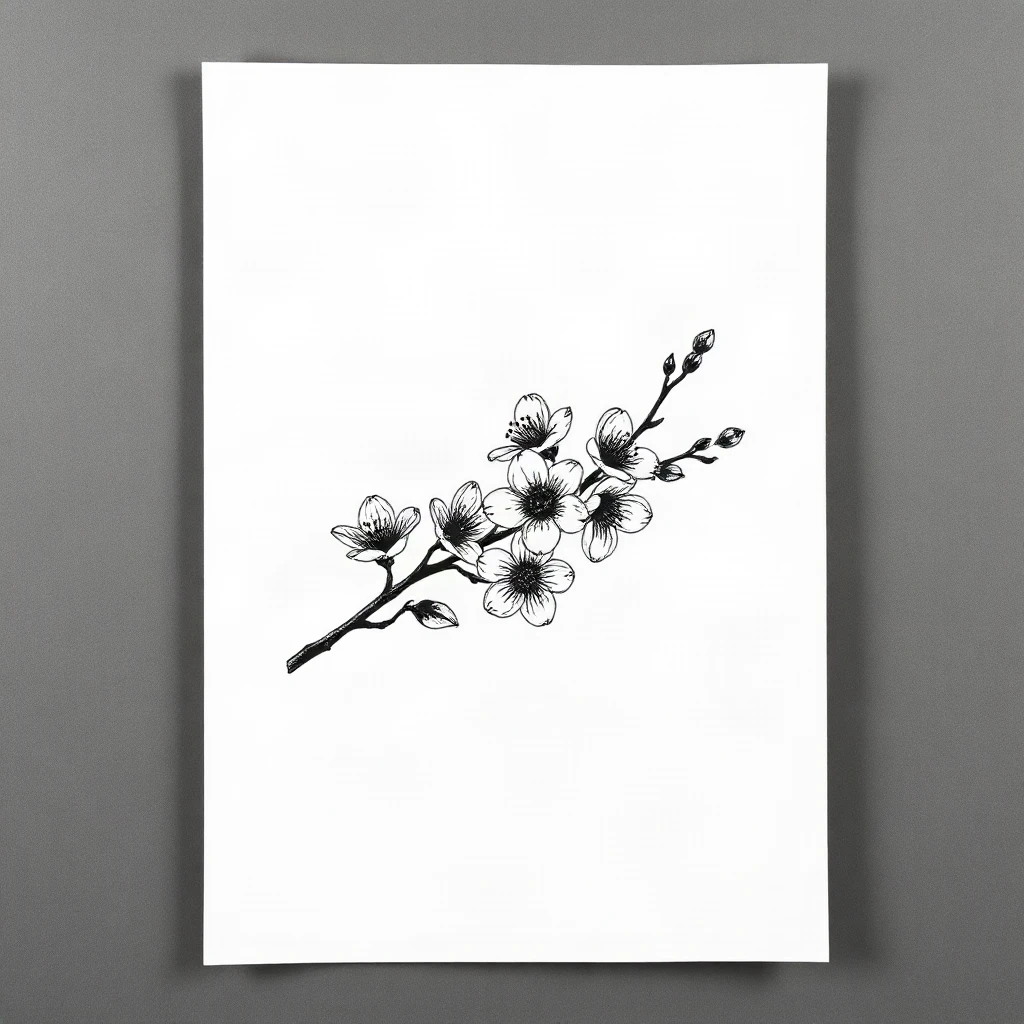 Dotwork Cherry Blossom Tattoo