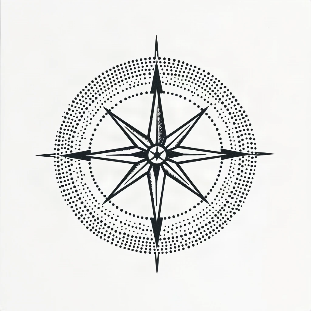 Dotwork Compass Tattoo