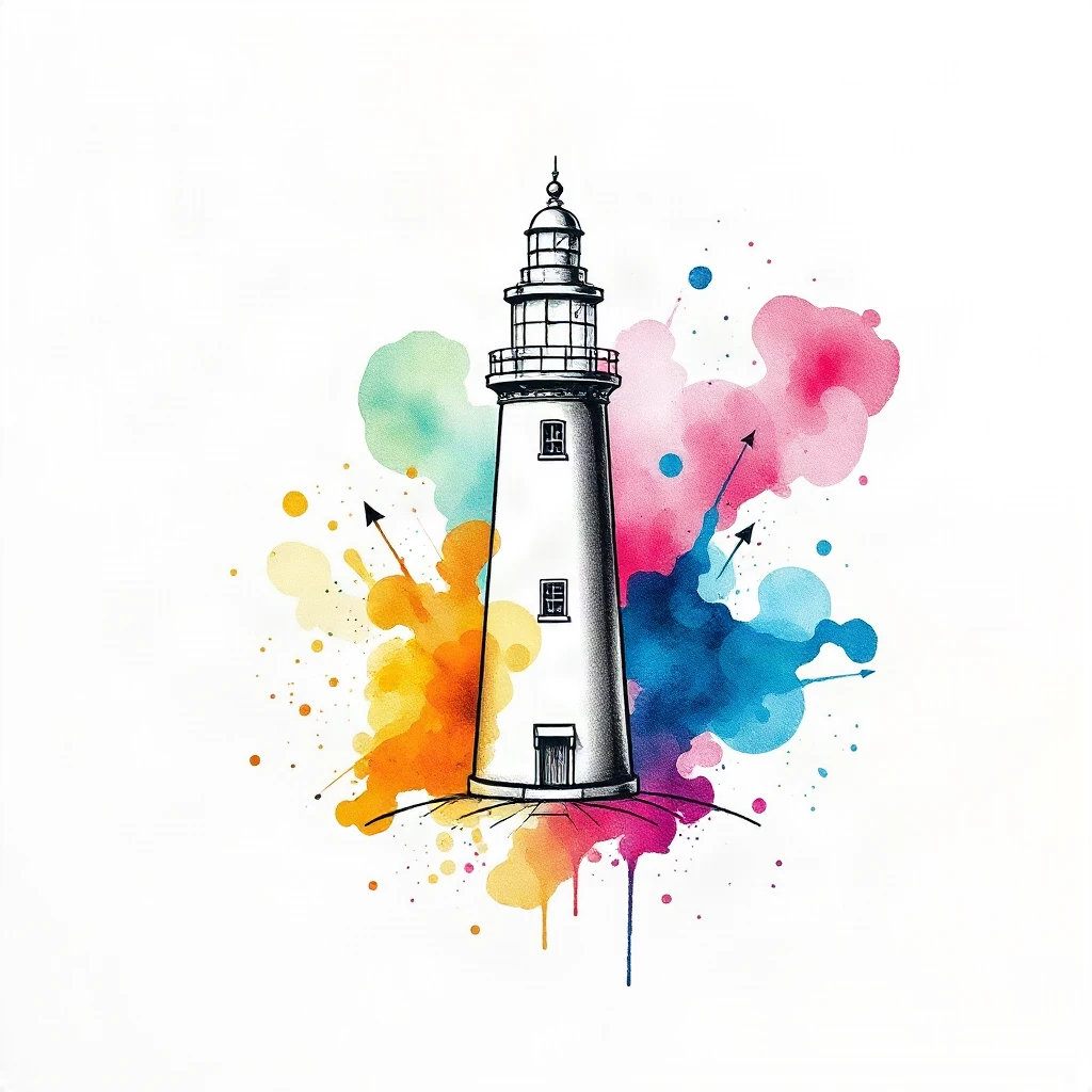 Watercolor Lighthouse Tattoo